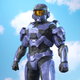 A Spartan wears sparkly blue armor from the OPI tie in in Halo Infinite.